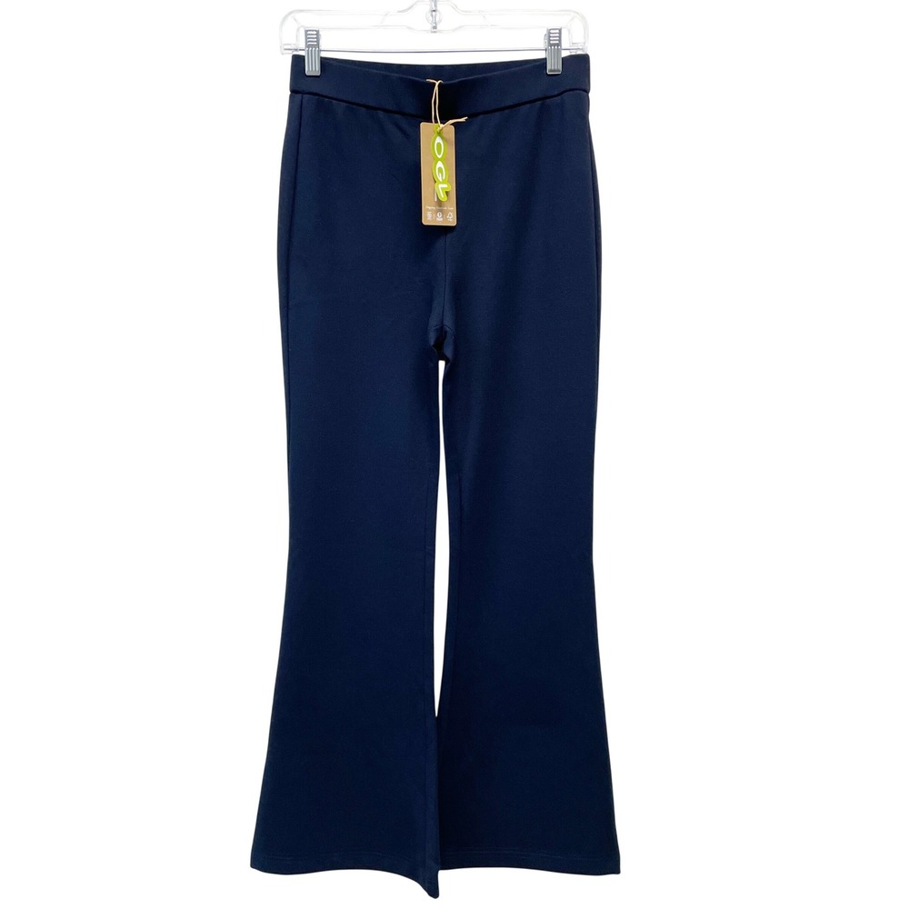OGL Women's Navy Blue Slimming Ponte High Rise Pull-On Flared Pants Size Small